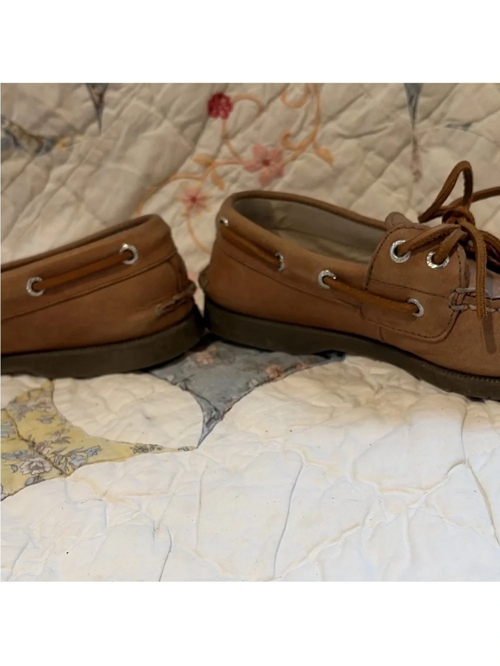 Sperry Brown Leather Boat Shoes US 5.5 Lace-Up Round Toe Rubber Sole